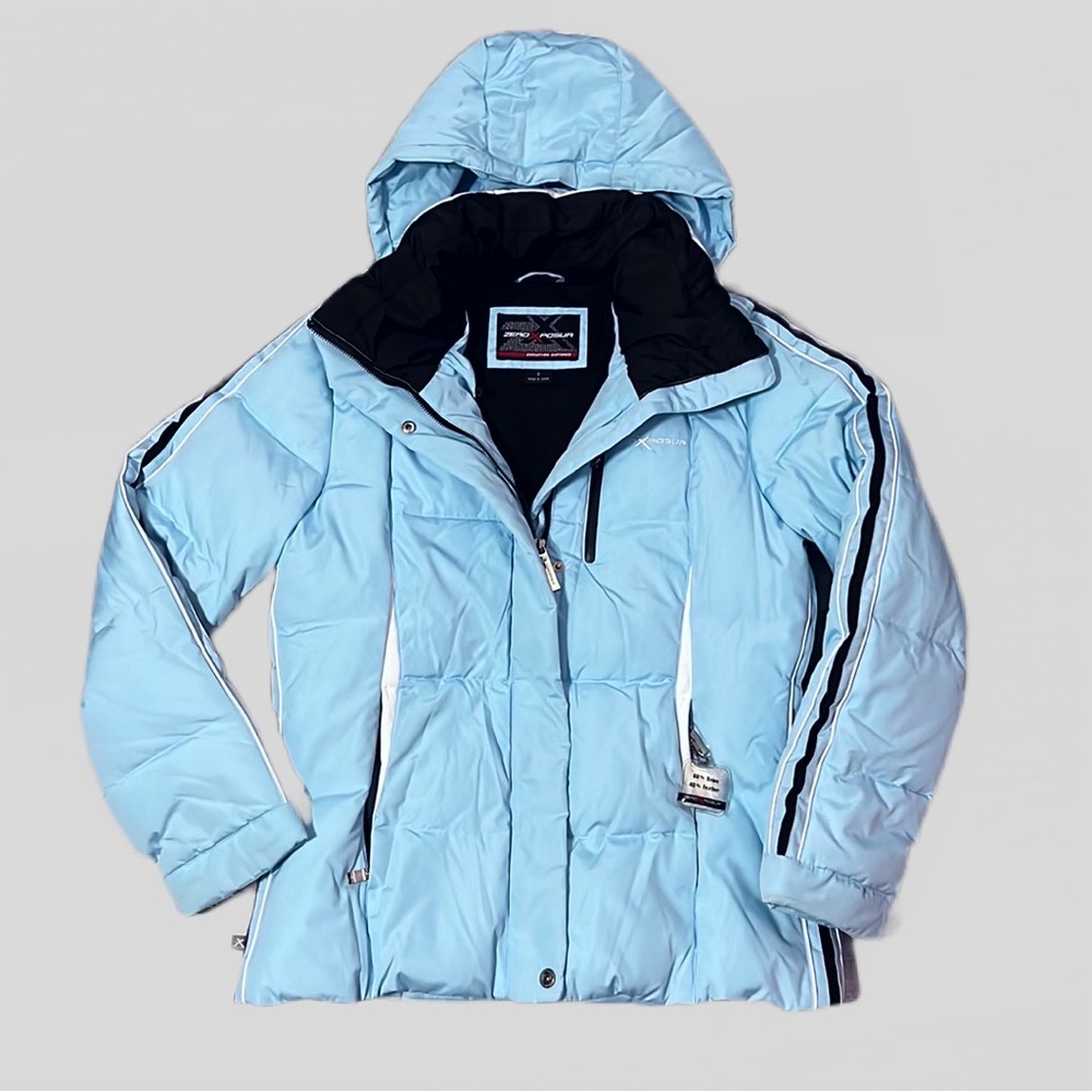Like New Women's Zero Xposur Down Feather Puffer Ski Coat, Small Removable Hood